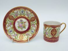 A Sevres cabinet cup and saucer with floral decoration