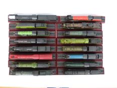 Approximately 37 00 gauge railway locomotive models on named wooden bases