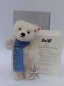 Steiff Teddy Bear Kasper the Winter Swarovski Bear with white mohair,