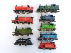 Nine Hornby and Tri-ang 00 gauge tank locomotives including Thomas the Tank Engine, Polly,