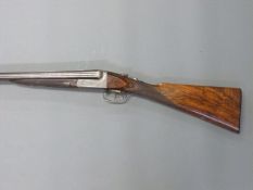 Samuel R Allport 12 bore side by side shotgun with named and engraved locks, double trigger,