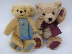 Two Merrythought Teddy bears, Harris with blonde mohair,