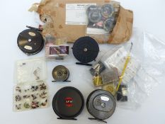 Four trout fishing fly reels, anonymous vintage reel,