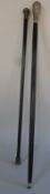 A silver knopped walking stick and one other