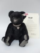 Steiff Teddy Bear Krystina The Swarovski Bear with black mohair and heart choker necklace, 30cm,