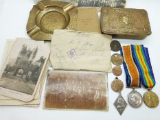 WWI medal pair and ephemera comprising War medal and Victory medal named to 304576 Cpl D.