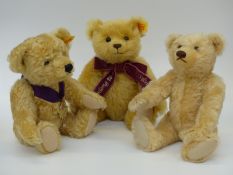Three Steiff Teddy Bears, all with blonde mohair,