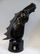 Loredano Rosin for Murano glass sculpture of a horse's head, mounted on an oval block of glass,