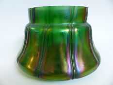 Kralik iridescent glass lobed jardiniere,