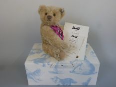 Steiff Teddy Bear Mr Vanilla 1906 replica with vanilla mohair, shaved snout,