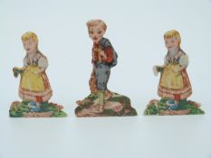 Three Wade snippet figures one Hansel and two Gretel