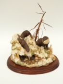 Border Fine Arts limited edition tableau 321/2000 of otters at play 'Snow Slide' modelled by Ayres