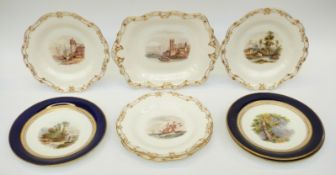 Three Grainger Worcester hand decorated cabinet plates and five dessert plates,
