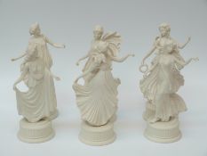 A set of six Wedgwood limited edition 'Dancing Hours' bisque figurines with certificates,