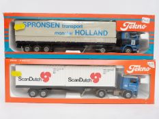Two Tekno diecast model lorries Volvo F1220-322 and Scania 141 Spransen,