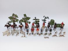 Fourty Britains lead model hunting figures and animals comprising ten huntsmen and women,