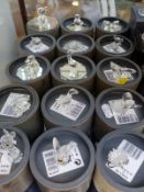 Fifteen Swarovski animals together with similar glass ornaments and miniature glass clock