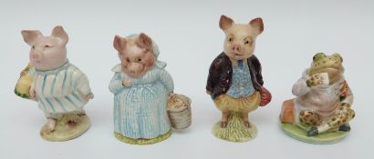 Four Beswick Beatrix Potter figures Mr Jeremy Fisher, Little Pig Robinson, Pigling Bland,