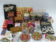 A collection of erotic and adult games including Strip Dice, Kinky Darts, nude playing cards,