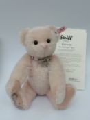 Steiff Teddy Bear Krystie the Swarovski Bear with pink mohair and bow choker, 30cm,