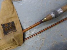 A Hardy Brothers Palakona split cane fishing rod,