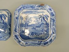 A Copeland Spode Indian Sporting Scenes tureen and cover with underglaze blue script to base 'Hog