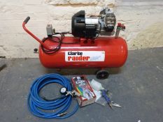 Clarke twin cylinder 120 litre air compressor,