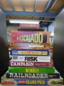 Ten various vintage games including Merit Grand Prix, Railroader, Wembley,