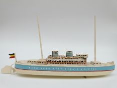 Arnold clockwork tinplate model cruise liner boat, 41cm long.