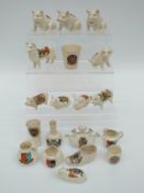 A group of crested ware including pigs,