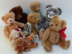 Nine various teddy bears including Caterbury Bears, Clements, Gund, Kaycee etc,