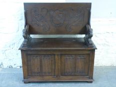 An oak monk's bench,