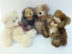 Four various Teddy bears comprising Russ Quill, Clemens, Kaycee Bears and Hamley's,