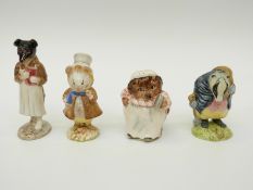 Four Beswick Beatrix Potter figures Mrs Tiggy Winkle, Tommy Brock, Amiable Guinea-Pig and Pickles,