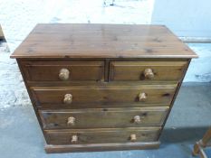 A pine chest of two over three drawers W91.