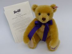 Steiff Teddy Bear God Save the Queen with yellow mohair, 32cm, limited edition 607,