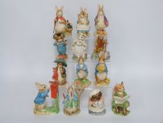 Thirteen Border Fine Arts Beatrix Potter ceramic figures including Benjamin Bunny, Mrs Tiggy Winkle,