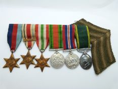 A group of six WWII medals comprising 1939/1945 Star, The Africa Star with 1st Army clasp,