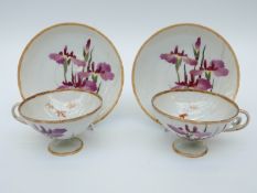 Two Japanese egg shell porcelain cups and saucers