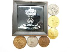 Six WWI Gloucestershire Regiment sports medals, three dated 1915 and three 1916, inscribed First,