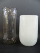 Two glass vases by Henry Dean, labelled,