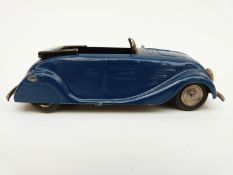 Tri-ang Minic clockwork tinplate Vauxhall Town car with green and black body,