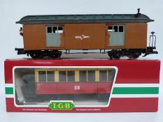LGB G gauge passenger coach 31610 in original box together with a Bachmann or similar goods wagon