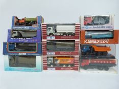 Ten Russian Elecon and similar 1:43 scale diecast model Kamaz commercial vehicles including