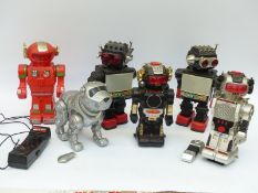 Six various robots including Magic Mike II, Tekno robot dog,