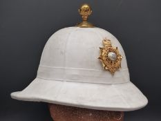 Royal Marines band officer's topee hat with leather sweat band