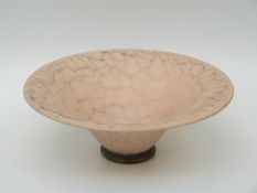 A studio pottery pedestal bowl with incised mark,
