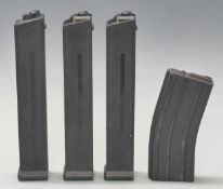 Four airsoft magazines comprising three G&G Armament AEG M16 mags and an Adventure Line curved