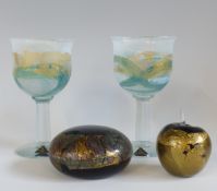 A pair of Isle of Wight goblets, 15.