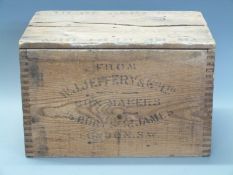 W J Jeffery & Co Ltd wooden shotgun cartridge or ammunition box.